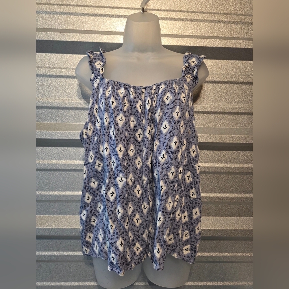 Maurices Blue and White Patterned Blouse